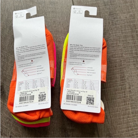 Lot of 2 Lululemon Power Stride No-Show Sock with Active Grip 3 Pack - Picture 4 of 7